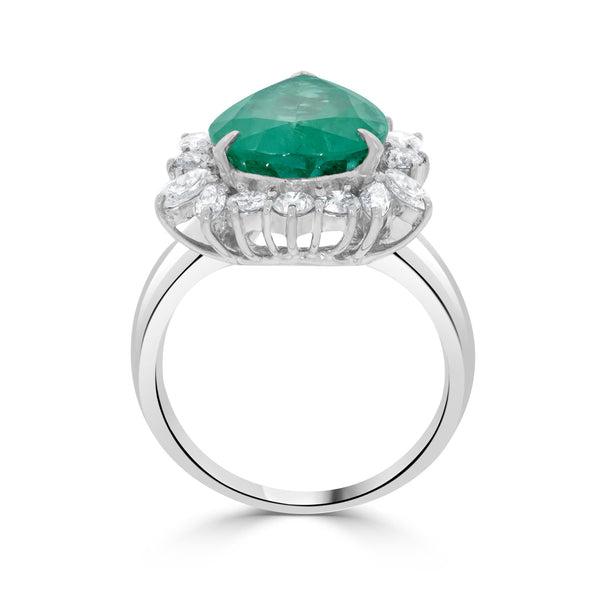 5.48ct Colombian Emerald Ring With 1.19ct Diamonds Set In Platinum