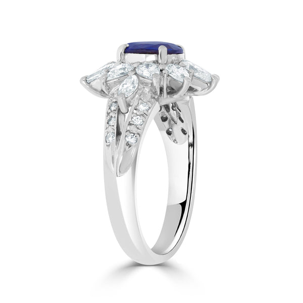 1.18ct Sapphire Ring with 1.28tct Diamonds set in Platinum