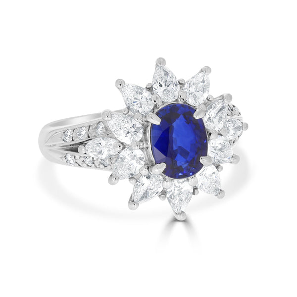 1.18ct Sapphire Ring with 1.28tct Diamonds set in Platinum
