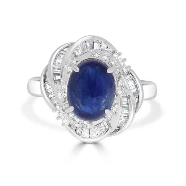 3.62ct Sapphire Ring with 0.58tct Diamonds set in 900 Platinum
