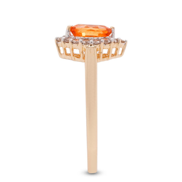 0.69ct Mandarin Garnet Rings with 0.22tct diamonds set in 14K white gold