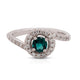 Green 0.54Ct Tourmaline Ring With 0.26Tct Diamond Pave Bypass Set In 14Kt White Gold