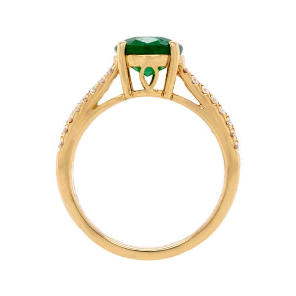 2.34Ct Emerald Ring With 029Tct Diamond Accents In 14K Yellow Gold