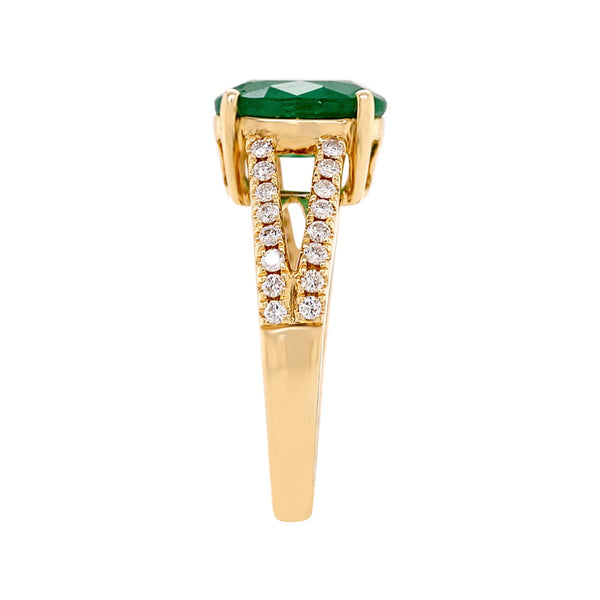 2.34Ct Emerald Ring With 0.29Tct Diamond Accents In 14K Yellow Gold
