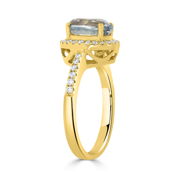 2.91ct Sapphire Rings with 0.30tct diamonds set in 14KT yellow gold