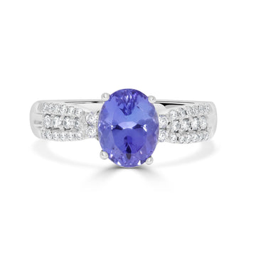 1.86ct Tanzanite Ring With 0.22tct Diamonds Set In 14K White Gold