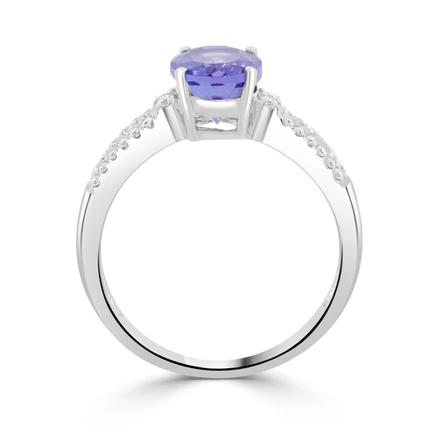 1.86ct Tanzanite Ring With 0.22tct Diamonds Set In 14K White Gold