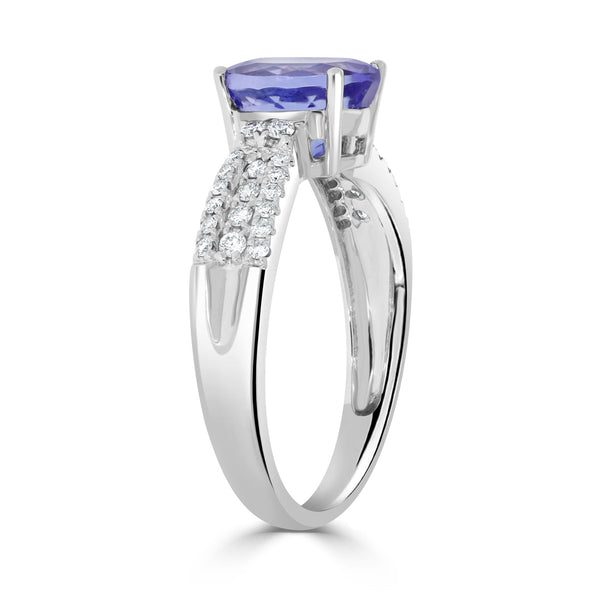 1.86ct Tanzanite Ring With 0.22tct Diamonds Set In 14K White Gold