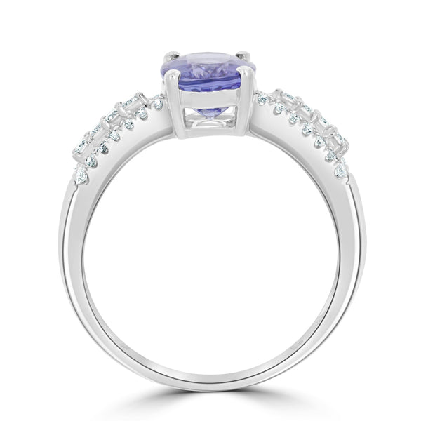 1.70ct Tanzanite Rings with 0.23tct diamonds set in 14kt white gold
