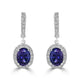 3.37ct Tanzanite Earrings with 0.58tct Diamond set in 14K White Gold