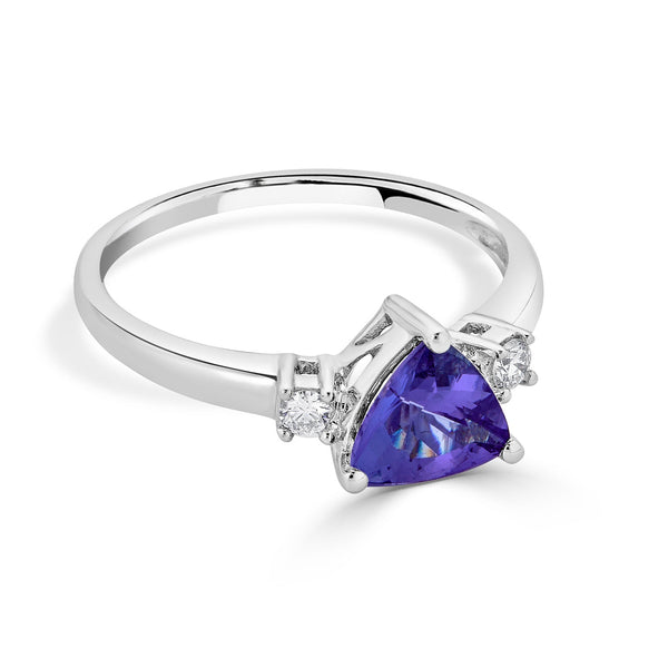 1.08Ct Tanzanite Ring With 0.08Tct Diamonds Set In 14Kt White Gold