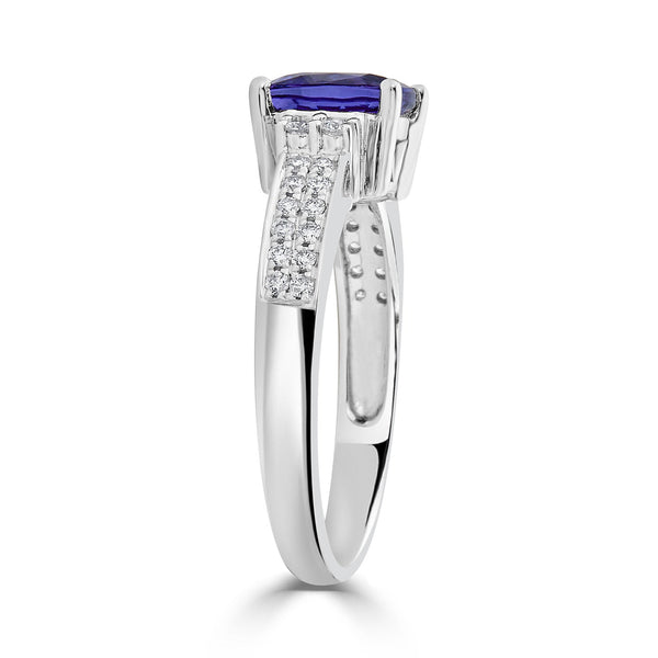 1.68Ct Tanzanite Ring With 0.19Tct Diamonds Set In 14Kt White Gold