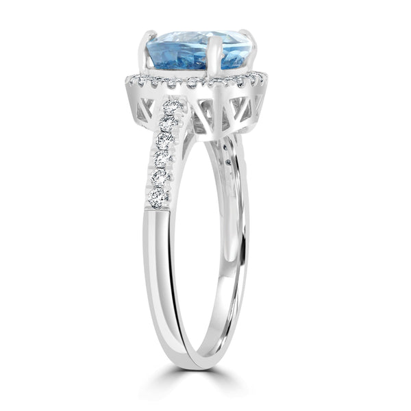 3.52ct Blue Zircon Ring with 0.37tct Diamonds set in 950 Platinum