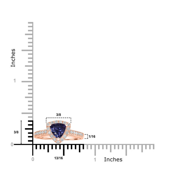 0.81ct Tanzanite Rings with 0.28tct Diamond set in 14K Rose Gold
