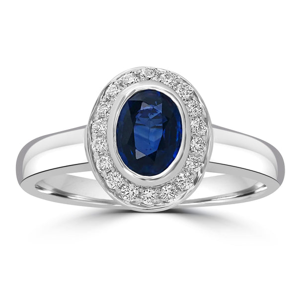 0.88ct Sapphire Rings with 0.17tct Diamond set in 18K White Gold