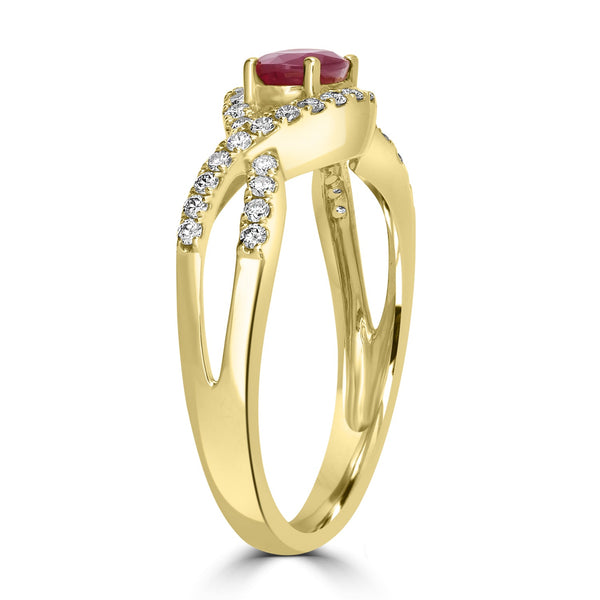 0.65ct Ruby Rings with 0.26tct Diamond set in 14K Yellow Gold