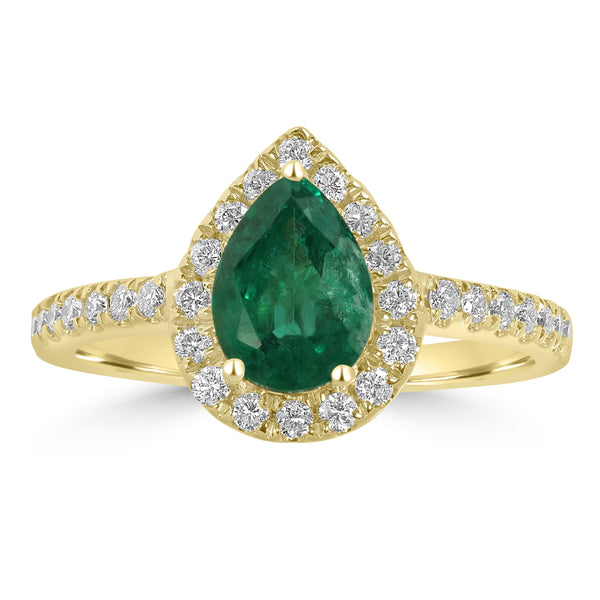 1.18ct Emerald Rings with 0.41tct Diamond set in 14K Yellow Gold