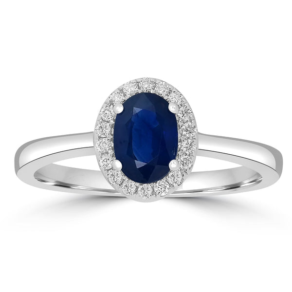 0.87ct Sapphire Rings with 0.11tct Diamond set in 18K White Gold