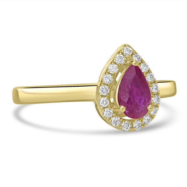 0.54ct Ruby Rings with 0.11tct Diamond set in 14K Yellow Gold