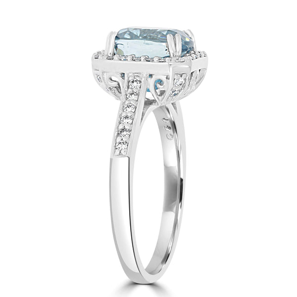 4.41ct Blue Zircon Ring with 0.35tct Diamonds set in 950 Platinum
