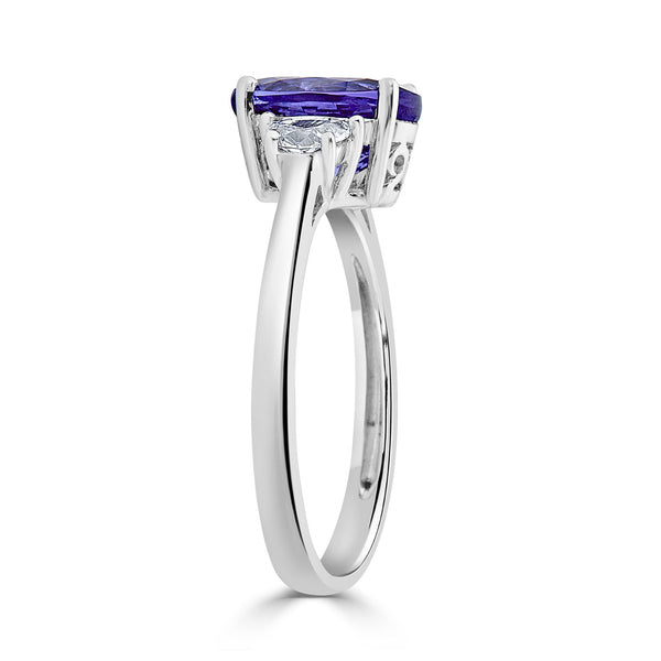1.93ct Tanzanite Ring With 0.31tct Diamonds Set In 14Kt White Gold