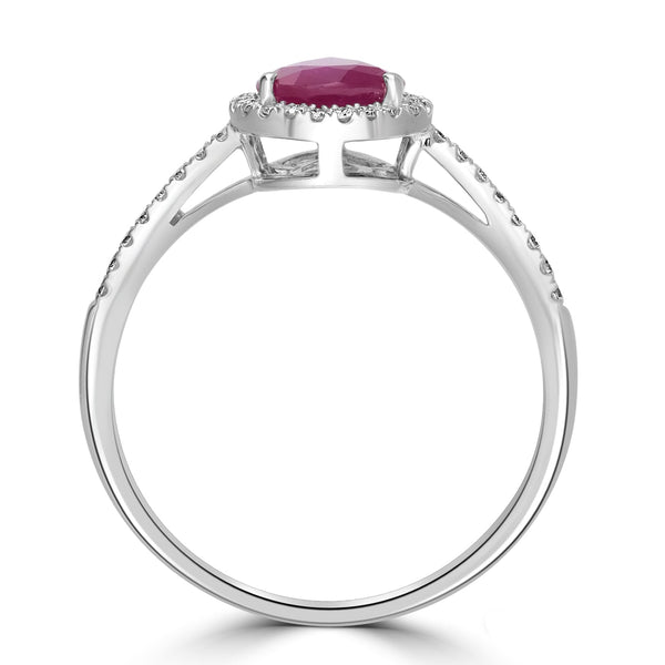 1.1ct Ruby Rings with 0.17tct Diamond set in 14K White Gold