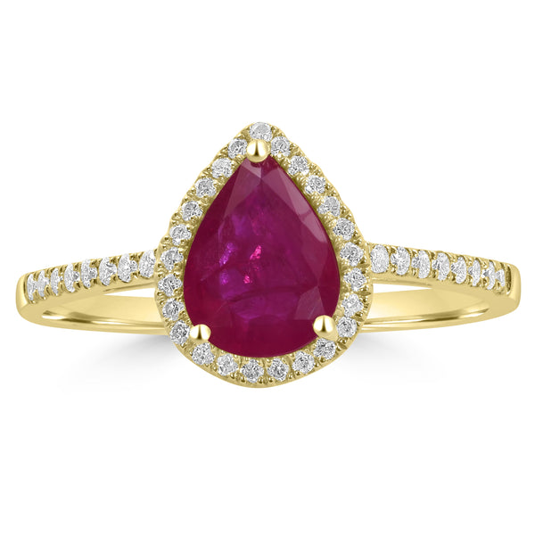 1.34ct Ruby Rings with 0.17tct Diamond set in 14K Yellow Gold