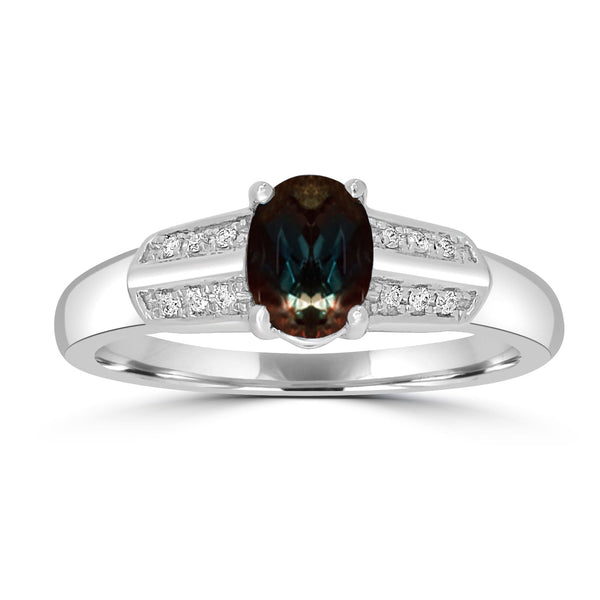 1ct Alexandrite Rings with 0.21tct Diamond set in 18K White Gold