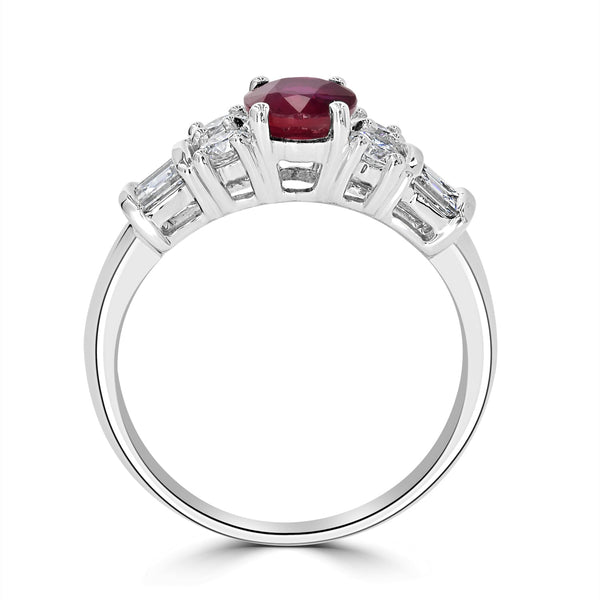1.05ct   Ruby Rings with 0.71tct Diamond set in 14K White Gold