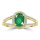 0.99ct Emerald Rings with 0.41tct Diamond set in 14K Yellow Gold