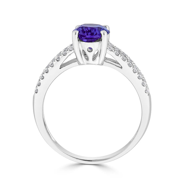1.68ct Tanzanite Ring With 0.30tct Diamonds Set In 14Kt White Gold