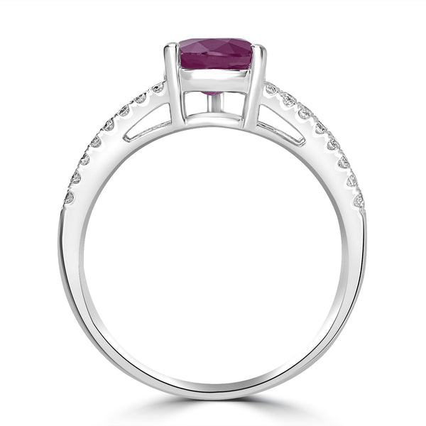 1.93ct Ruby Rings with 0.31tct Diamond set in 14K White Gold