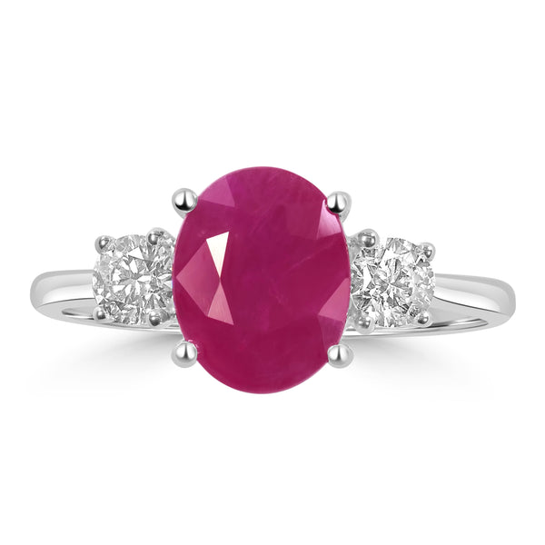 2.56ct Ruby Rings with 0.36tct Diamond set in 14K White Gold