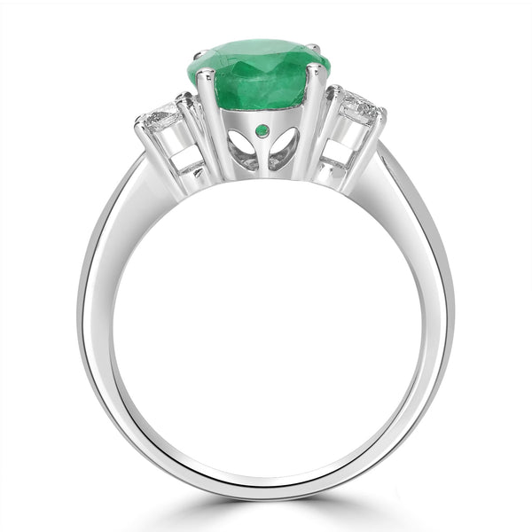 2.47ct   Emerald Rings with 0.31tct Diamond set in 14K White Gold