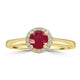 0.67ct Ruby Rings with 0.08tct Diamond set in 14K Yellow Gold