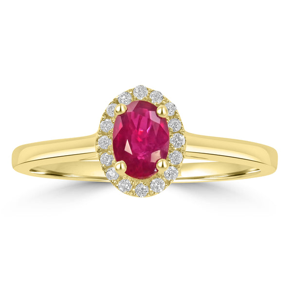 0.54ct Ruby Rings with 0.07tct Diamond set in 14K Yellow Gold