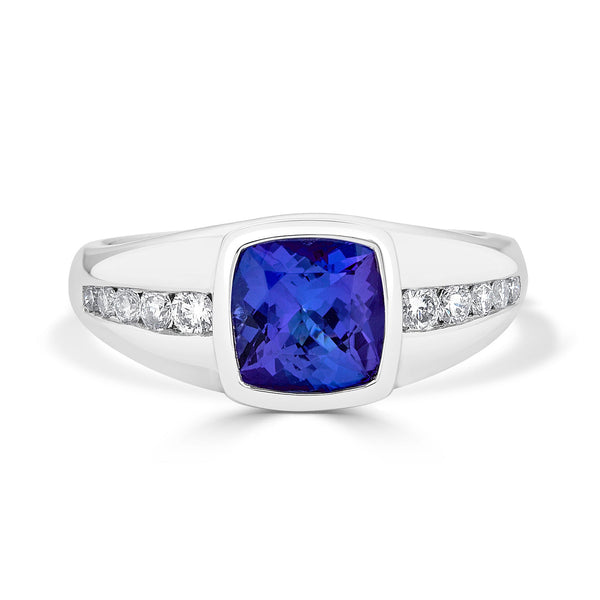 2.23Ct Tanzanite Ring With 0.36Tct Diamonds Set In 14Kt White Gold