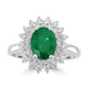 1.86ct Emerald Rings with 0.77tct Diamond set in 14K White Gold