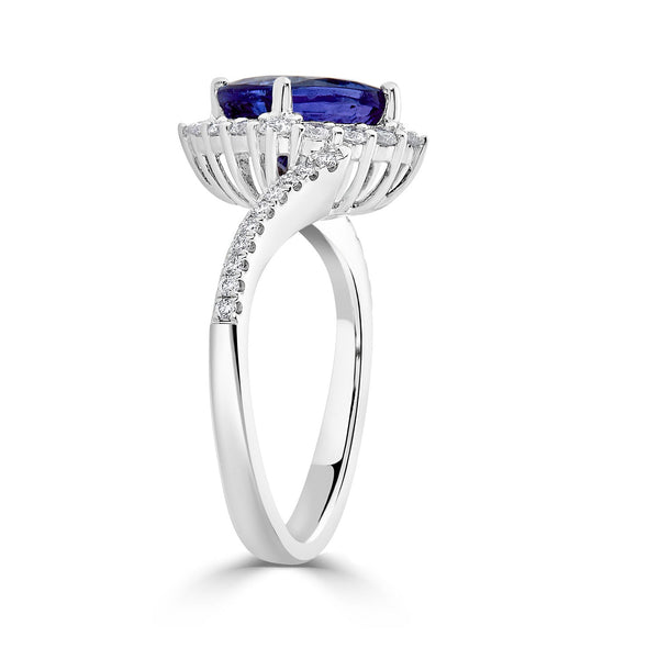 2.74Ct Tanzanite Ring With 0.52Tct Diamonds Set In 14Kt White Gold