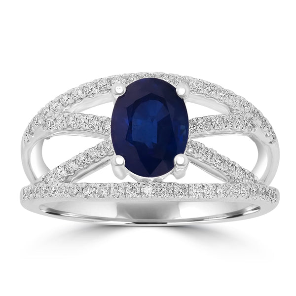1.99ct Sapphire Rings with 0.41tct Diamond set in 18K White Gold