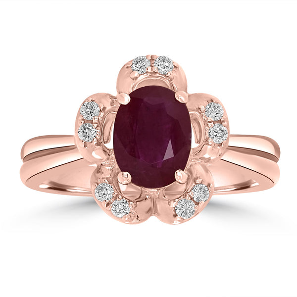 1.61ct Ruby Rings with 0.15tct Diamond set in 14K Rose Gold