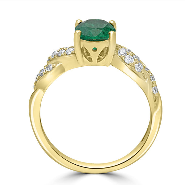 1.31ct   Emerald Rings with 0.31tct Diamond set in 14K Yellow Gold