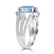 9.51ct Blue Zircon Ring with 1.01tct Diamonds set in 14K White Gold