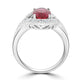 2.41ct Rubelite ring with 0.28tct diamonds set in 14kt white gold