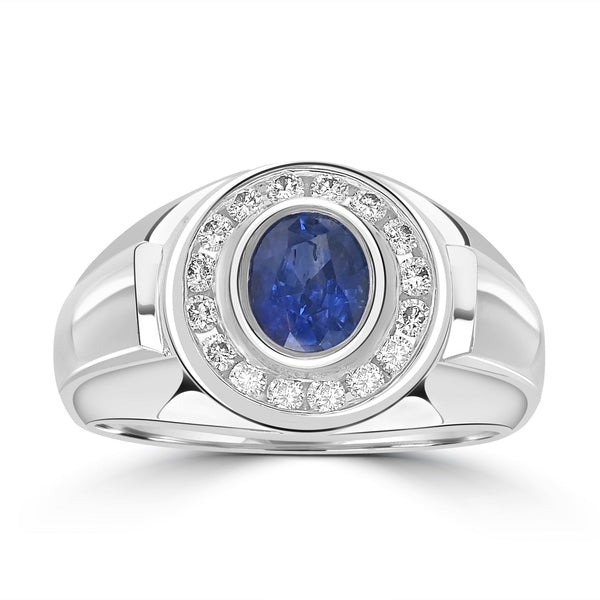 1.42ct  Sapphire Rings with 0.44tct Diamond set in 14K White Gold