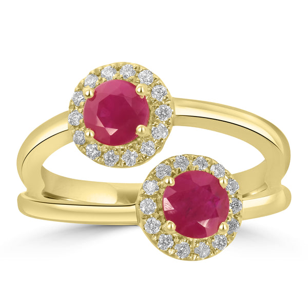 1.09ct Ruby Rings with 0.21tct Diamond set in 14K Yellow Gold