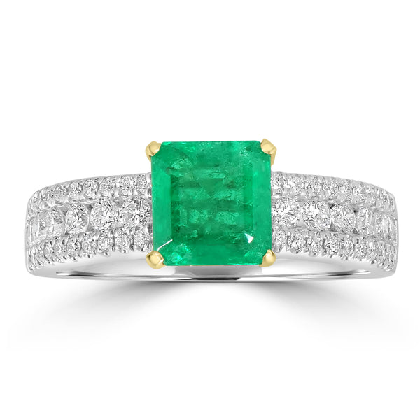 1.33ct Emerald Rings with 0.63tct Diamond set in 14K Two Tone Gold