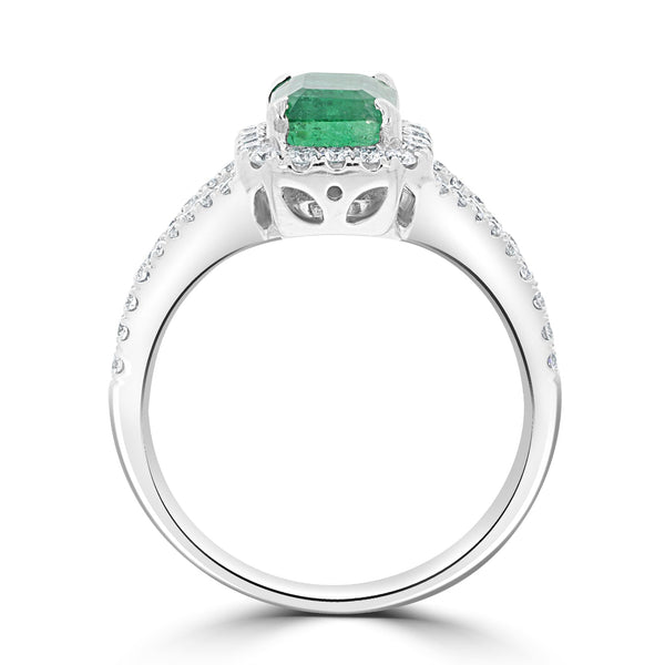 1.4ct Emerald Ring with 0.4tct Diamonds set in 14K White Gold