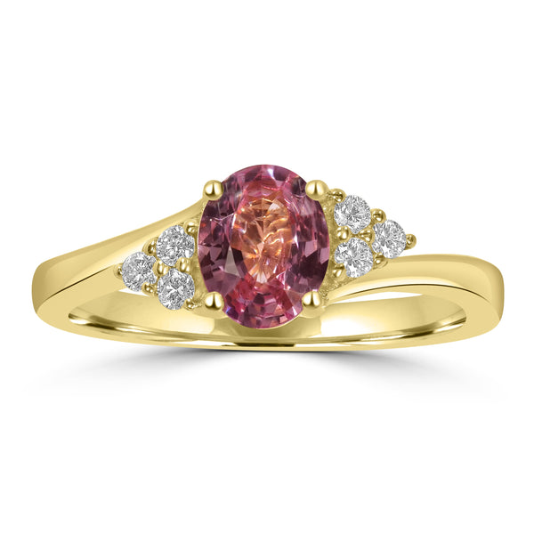 0.84ct Pink Spinel Rings with 0.13tct Diamond set in 14K Yellow Gold