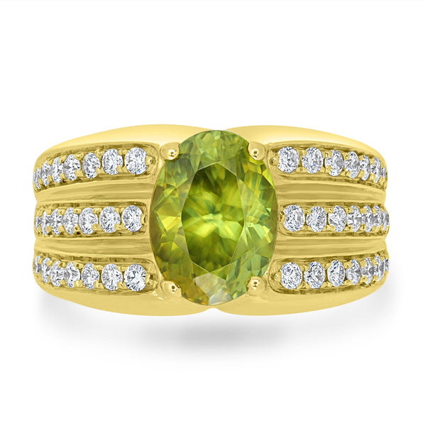 3.64ct  Sphene Rings with 0.76tct Diamond set in 14K Yellow Gold
